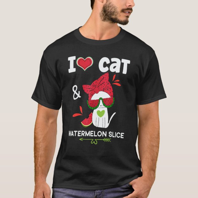 Watermelon Summer  Cat Sunglasses  Watermelon T-Shirt (Vorderseite)