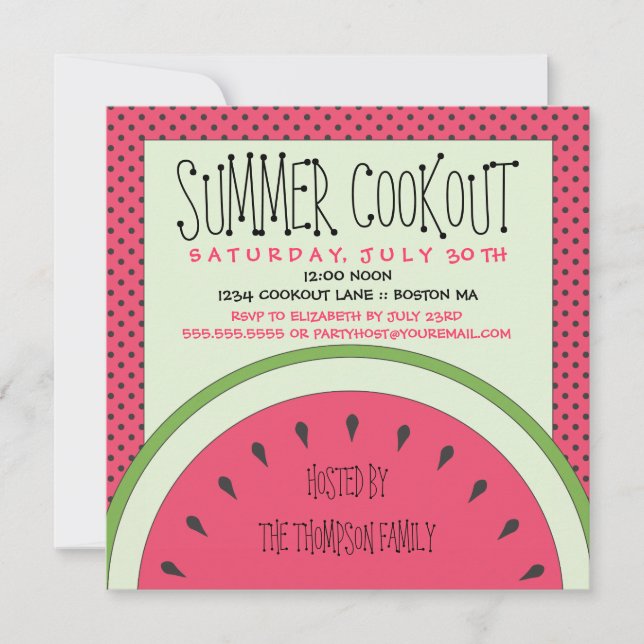 Watermelon Summer Cookout Einladung (Vorderseite)