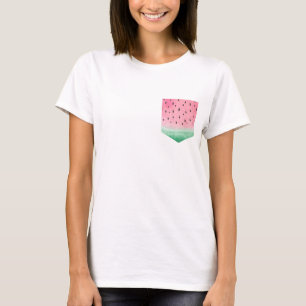 Watermelon Summer Fun Print Pocket Frauen T-Shirt