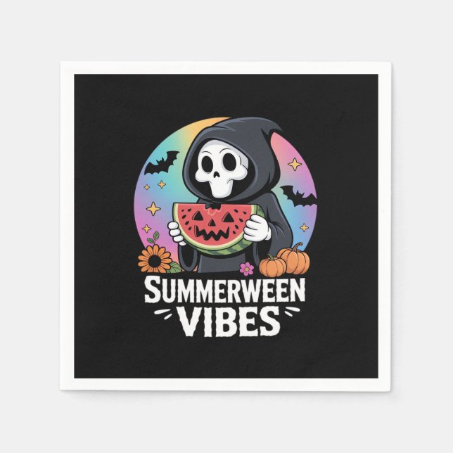 Watermelon Summerween Skeleton Vibes Serviette (Vorderseite)