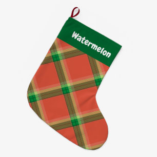 Watermelon Tartan Weihnachts-Strumpf Großer Weihnachtsstrumpf