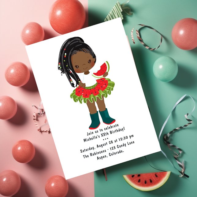 Watermelon Tutu American Black Girl Birthday Party Einladung (Von Creator hochgeladen)