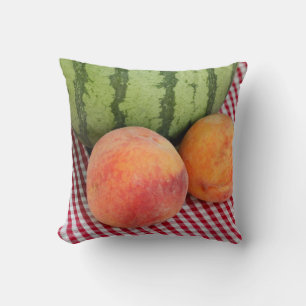 Watermelon & Two Peaches Gingham Kissen
