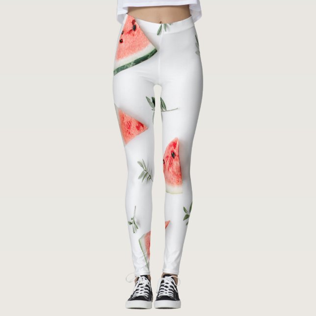 WATERMELON UND BLÄTTER LEGGINGS (Vorderseite)