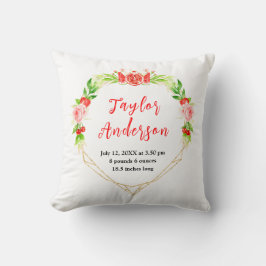 Watermelon und Pomegranate Baby Birth Stats Kissen