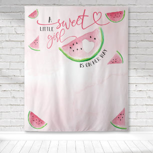 Watermelon Watercolor Pink Girl Babydusche Wandteppich