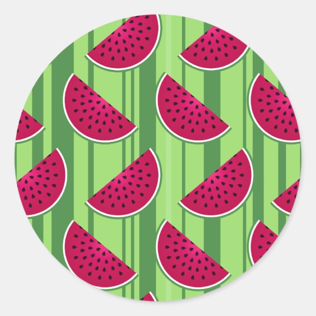 Watermelon Wedges Muster Runder Aufkleber (Vorderseite)