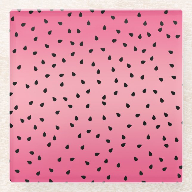 Watermelone Schwarze Seeds Sommermäuse Juicy Pink Glasuntersetzer (Vorderseite)