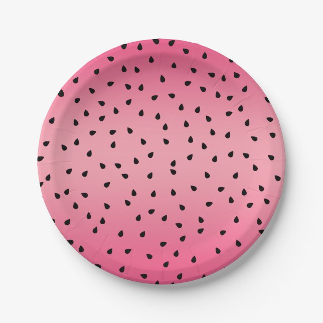 Watermelone Schwarze Seeds Sommermäuse Juicy Pink Pappteller (Vorderseite)