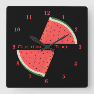 Watermelons Wall Clock - Your Text / Name / Colors Quadratische Wanduhr