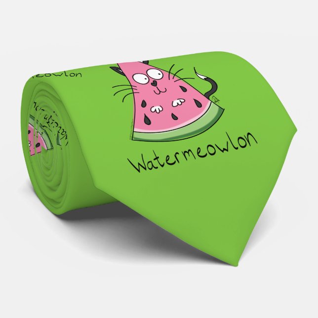 Watermeowlon Watermelon Cat Funny Beach Krawatte (Gerollt)