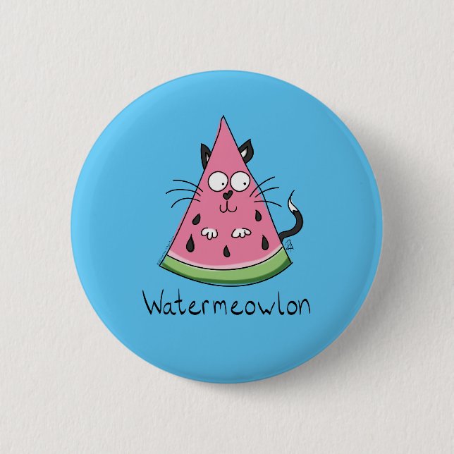 Watermeowlon Watermelon Cat Funny Button Button (Vorderseite)