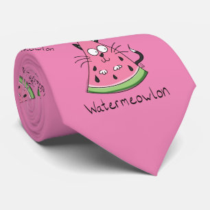 Watermeowlon Watermelon Cat Funny Men Krawatte