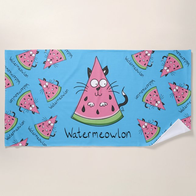 Watermeowlon Watermelon Funny Beach Handtuch (Vorderseite)