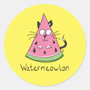 Watermeowlon Watermelon Katze Sonnenschutzmittel Runder Aufkleber