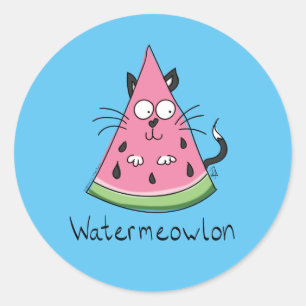 Watermeowlon Watermelon Katze Sonnenschutzmittel Runder Aufkleber