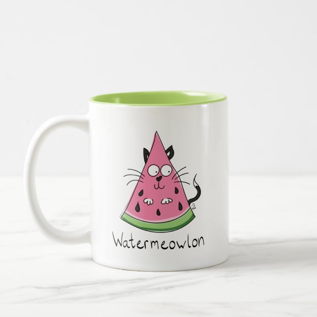 Watermeowlon Watermelone Cat Funny Café Tasse (Links)