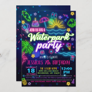 Waterpark Geburtstagsparty Einladung