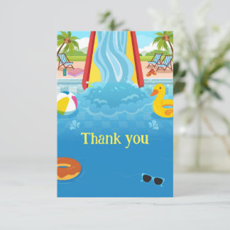 Waterpark Slide Child's Birthday Party Dankeskarte