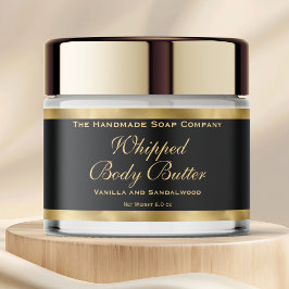 Waterproof Body Butter Jar Label Black & Gold Foil Wasserflaschenetikett
