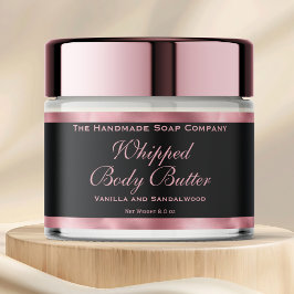 Waterproof Body Butter Jar Label Black & Pink Foil Wasserflaschenetikett