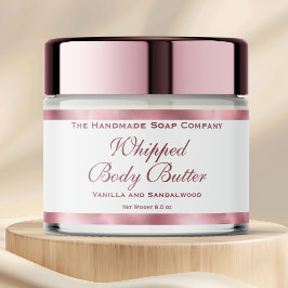 Waterproof Body Butter Jar Label White & Pink Foil Wasserflaschenetikett