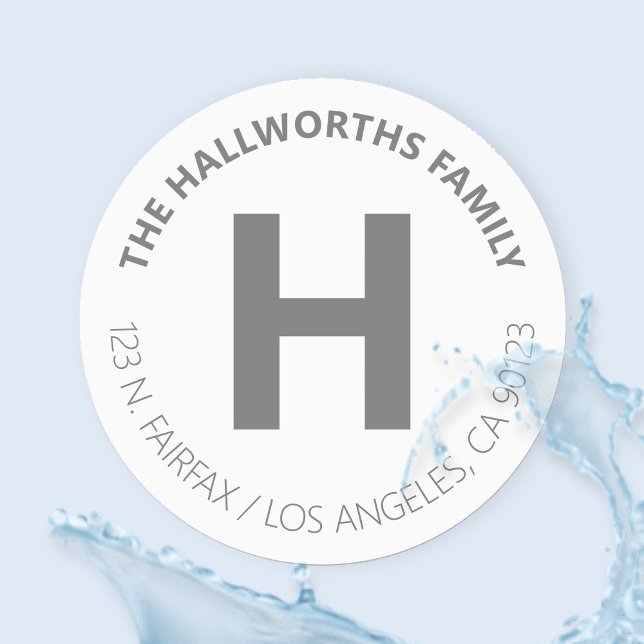 Waterproof Bold Modern White & Grau Etiketten (Von Creator hochgeladen)