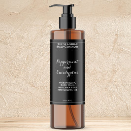 Waterproof curly font black cosmetics bottle label