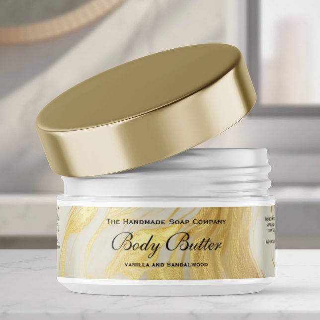 Waterproof Gold Ivory Body Butter Jar Label 1 x 7 (Von Creator hochgeladen)
