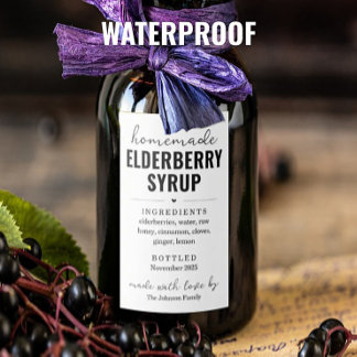 Waterproof Homemade Elderberry Syrup Labels Weinetikett