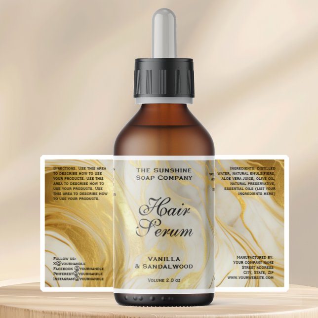 Waterproof Ivory Gold Foil Dropper Bottle Label (Von Creator hochgeladen)
