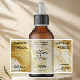 Waterproof Ivory Gold Glitter Dropper Bottle Label