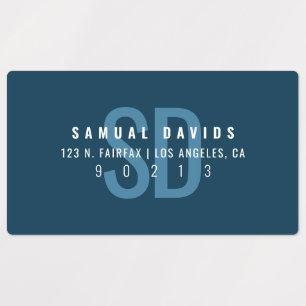 Waterproof Modern Bold Blue Address Etiketten