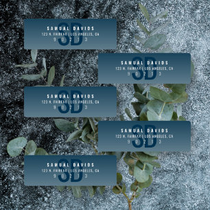 Waterproof Modern Bold Blue Ombre Adresse Etiketten