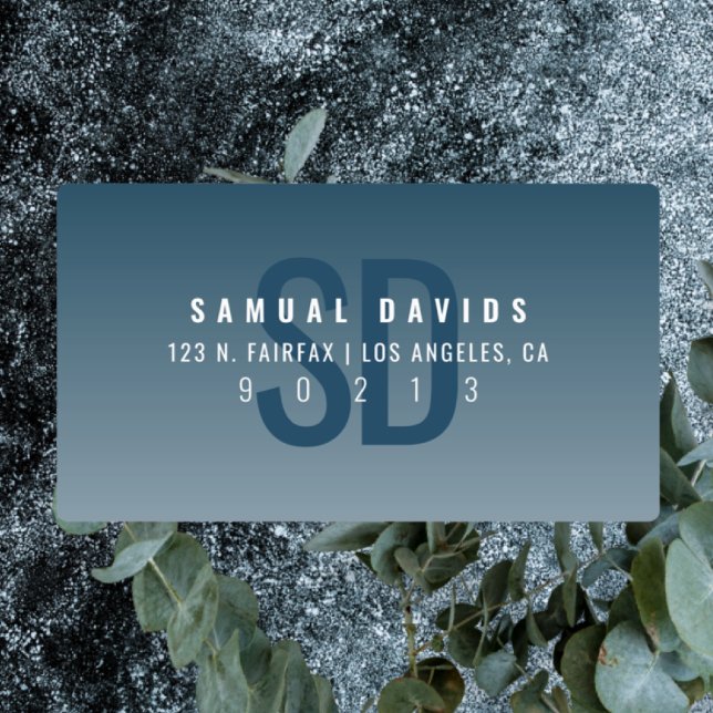 Waterproof Modern Bold Blue Ombre Adresse Etiketten (Von Creator hochgeladen)