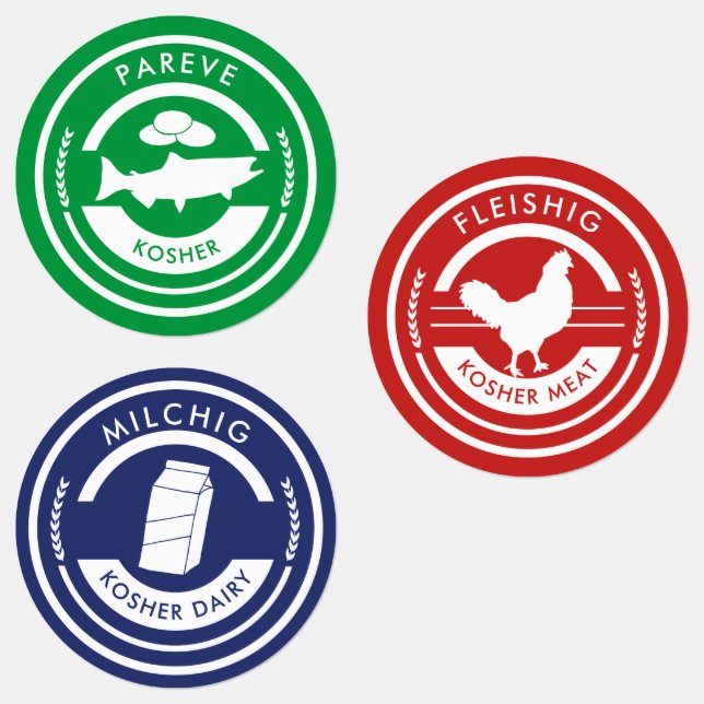 Waterproof Pareve Milchig Fleishig Kosher Etiketten (Gruppe)