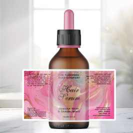 Waterproof Pink Gold Glitter Dropper Bottle Label