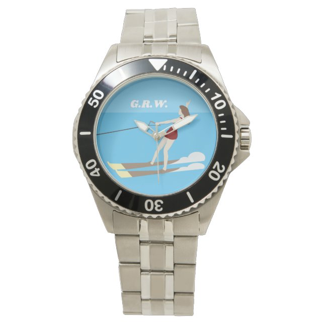 Waterski im Vintagen Stil Armbanduhr (Vorderseite)
