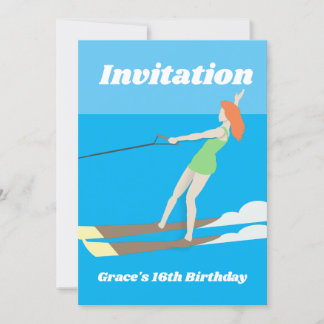 Waterski im Vintagen Stil Einladung