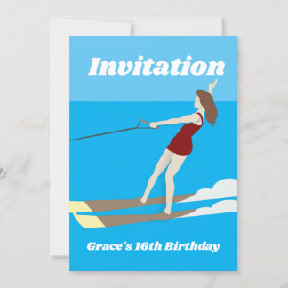 Waterski im Vintagen Stil Einladung