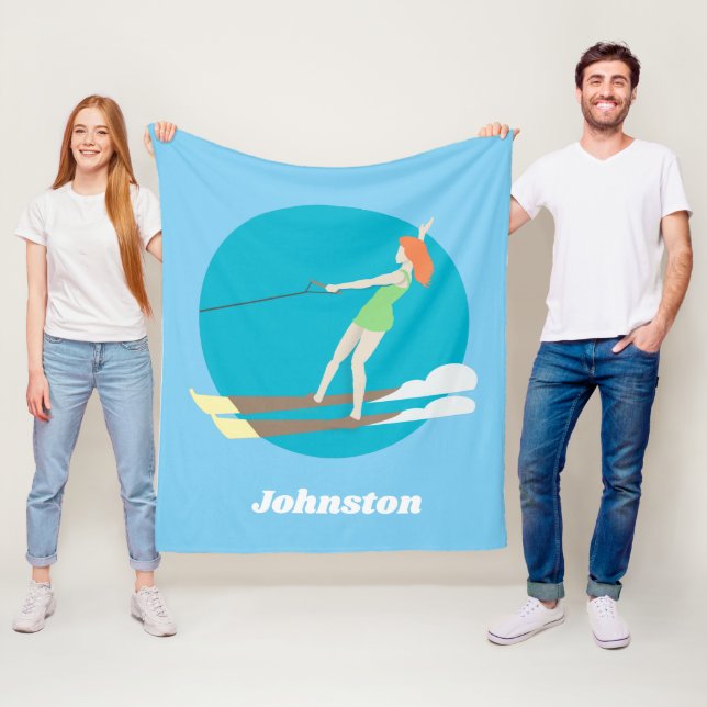 Waterski im Vintagen Stil Fleecedecke (Beispiel)