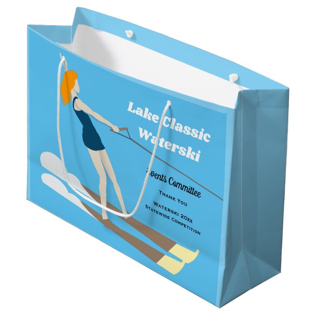 Waterski im Vintagen Stil Große Geschenktüte (Vorderseite Schrägansicht)