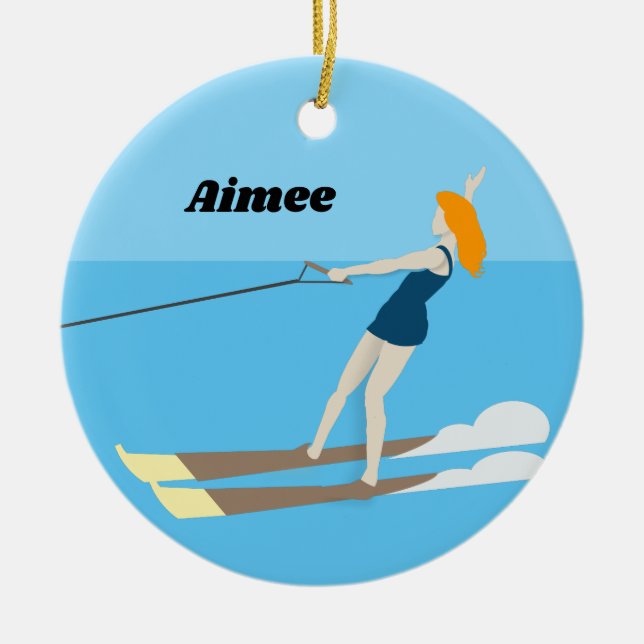 Waterski im Vintagen Stil Keramik Ornament (Vorne)