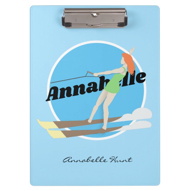 Waterski im Vintagen Stil Klemmbrett (Vorderseite)