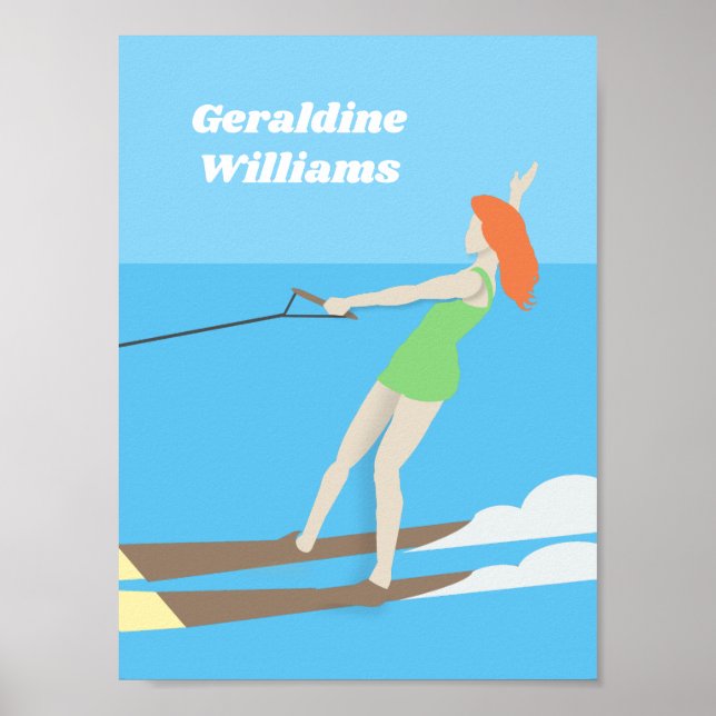 Waterski im Vintagen Stil Poster (Vorne)