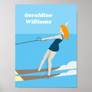Waterski im Vintagen Stil Poster