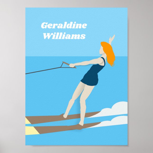 Waterski im Vintagen Stil Poster (Vorne)
