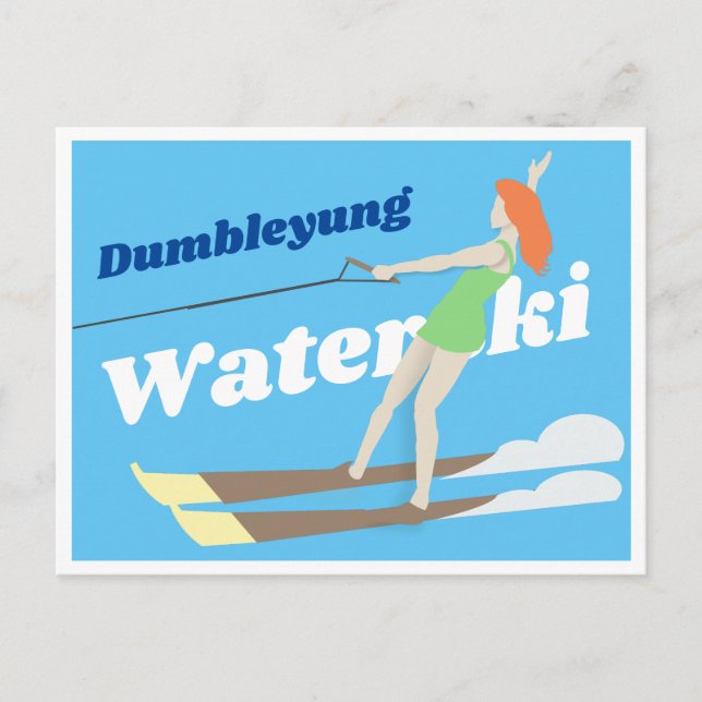 Waterski im Vintagen Stil Postkarte (Vorderseite)