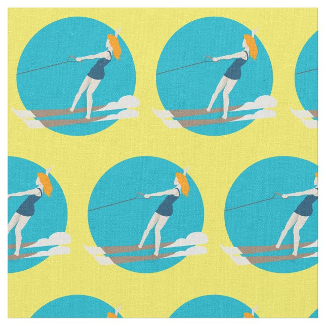 Waterski im Vintagen Stil Stoff (Nahaufnahme)