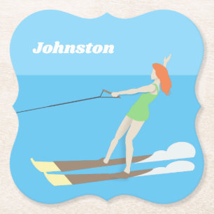 Waterski im Vintagen Stil Untersetzer
